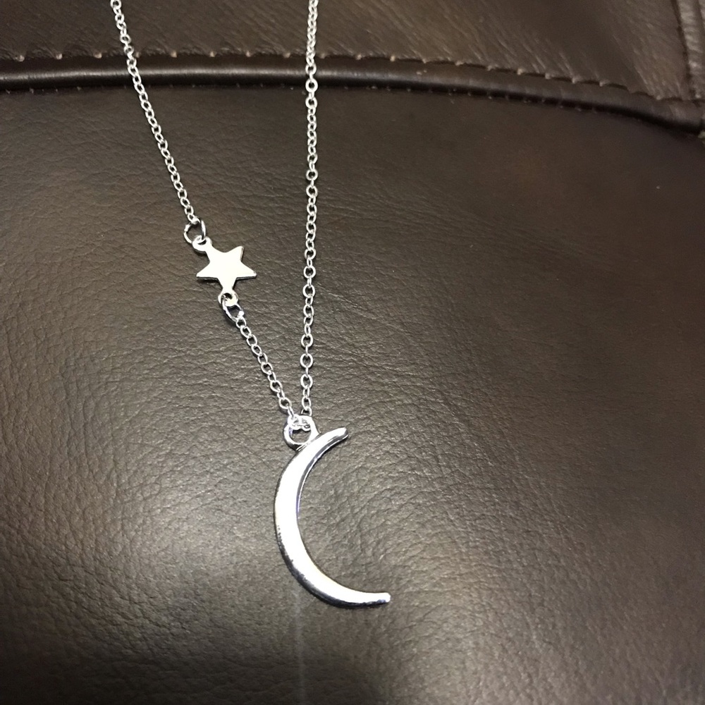 Star And Moon Silver Chain Necklace!